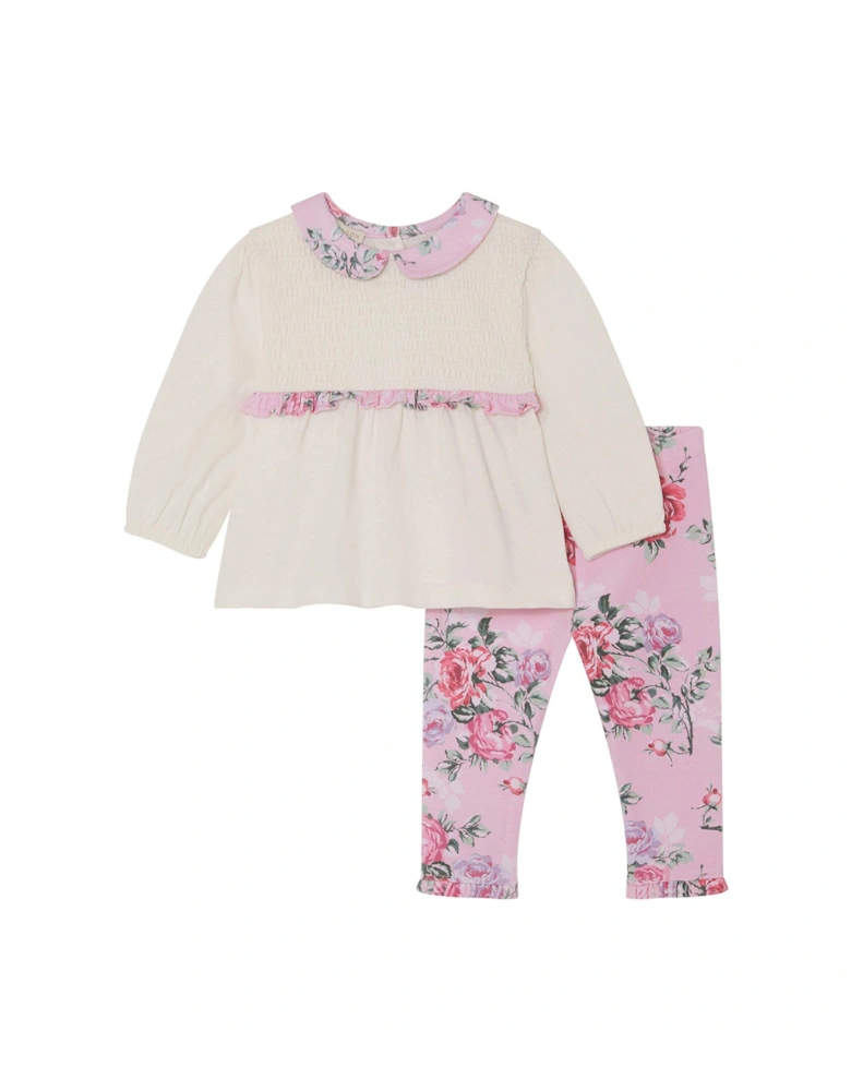 Baby Girls Floral Jersey Set - Pink