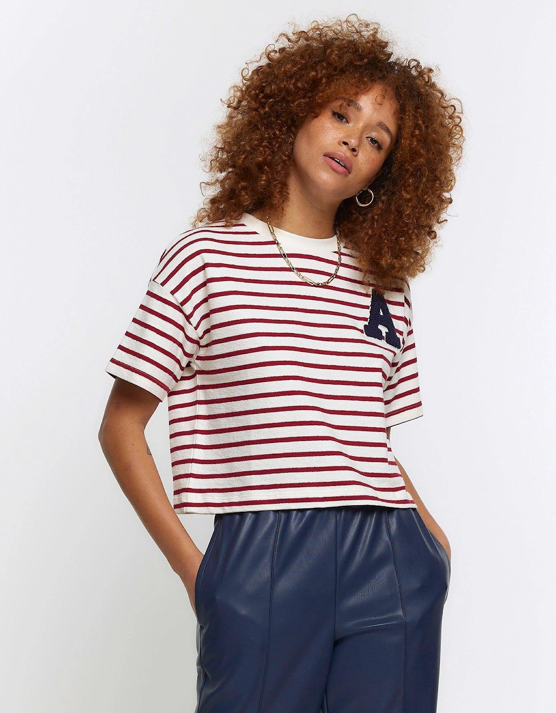 Striped Towelling T-Shirt - Red, 6 of 5