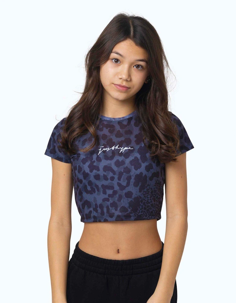 Kids Black Mono Leopard T-shirt