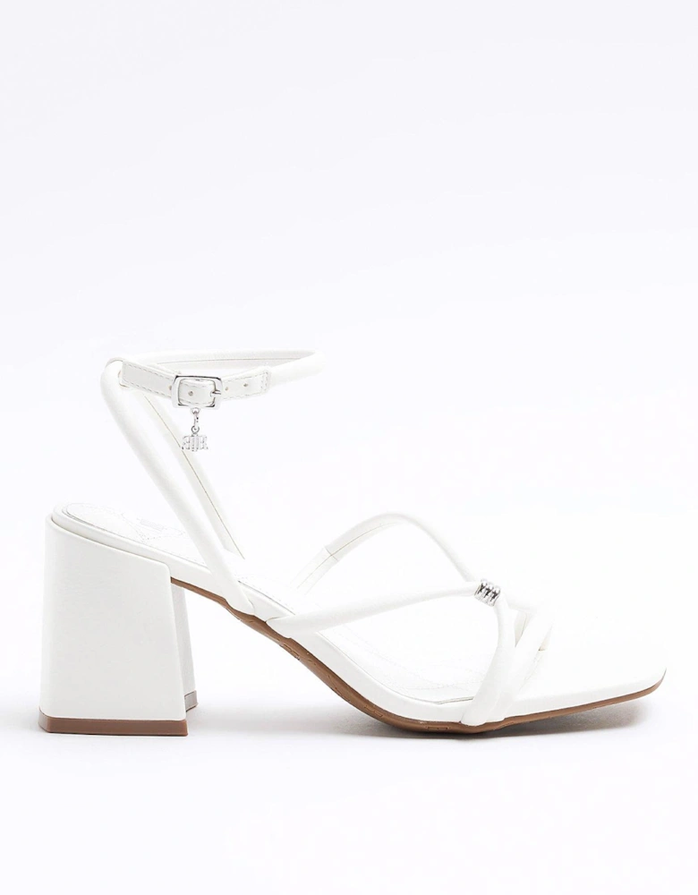 Wide Fit Tubular Heeled Sandal - White