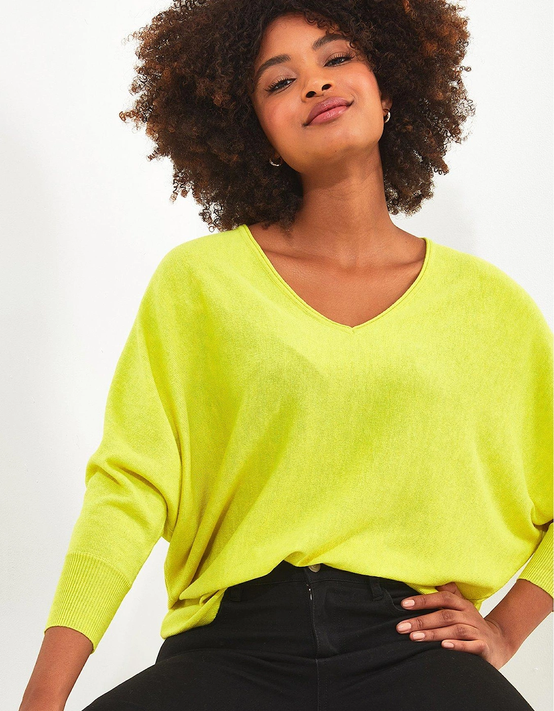 Camille Relaxed V-neck Jumper - Green, 2 of 1