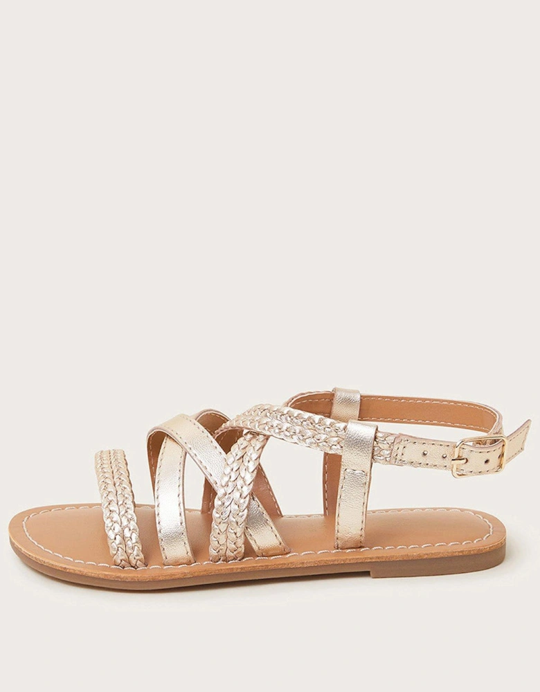 Girls Leather Sandals - Gold