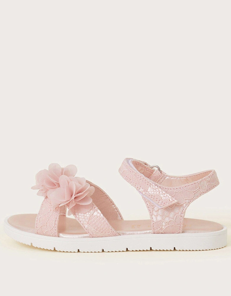 Girls Lace Corsage Sandals - Pink