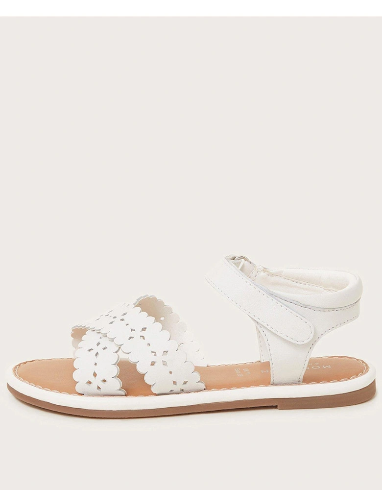 Girls Leather Sandals - White