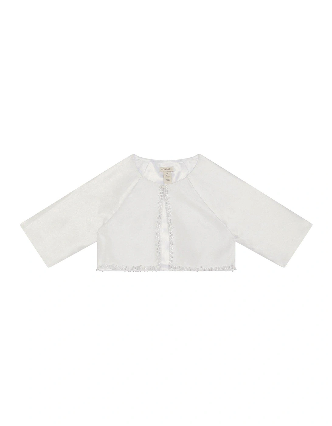 Girls Pearl Trim Communion Jacket - White, 2 of 1
