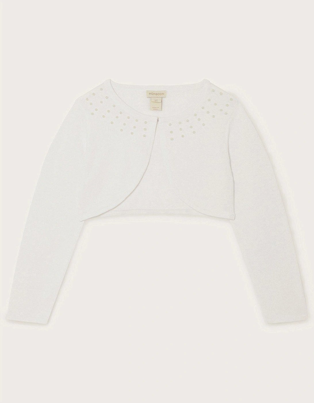 Girls Scatter Pearl Communion Cardigan - White, 2 of 1