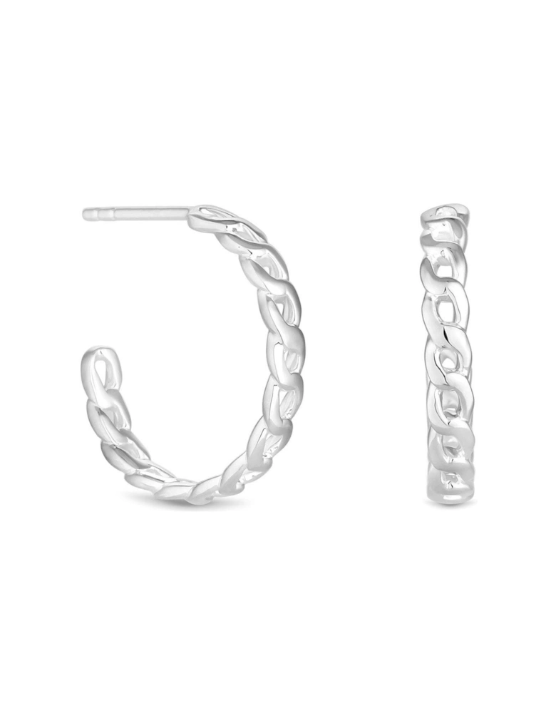 Sterling Silver 925 Chain Link Fine Hoop Earring