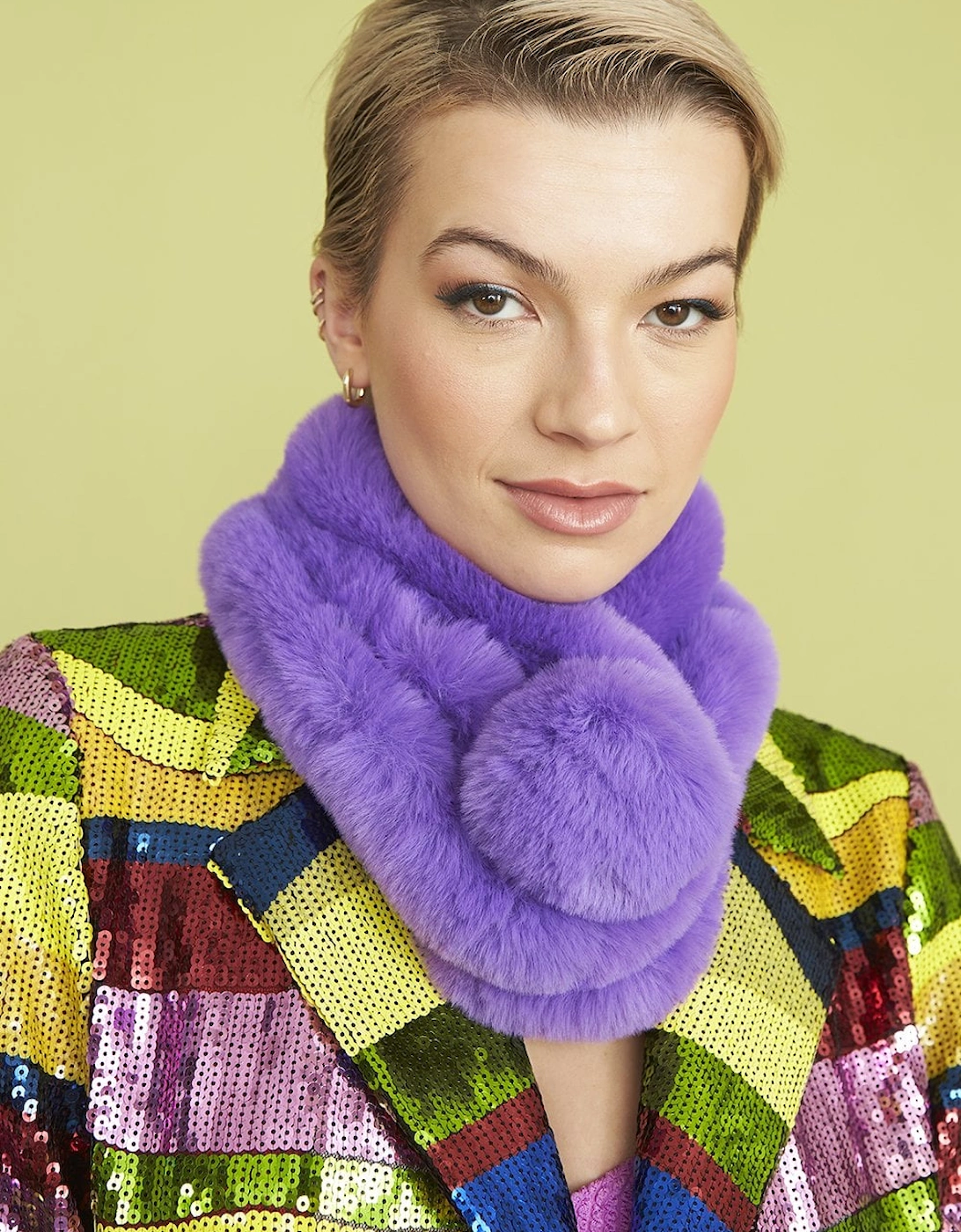 Purple Faux Fur Scarf, 2 of 1