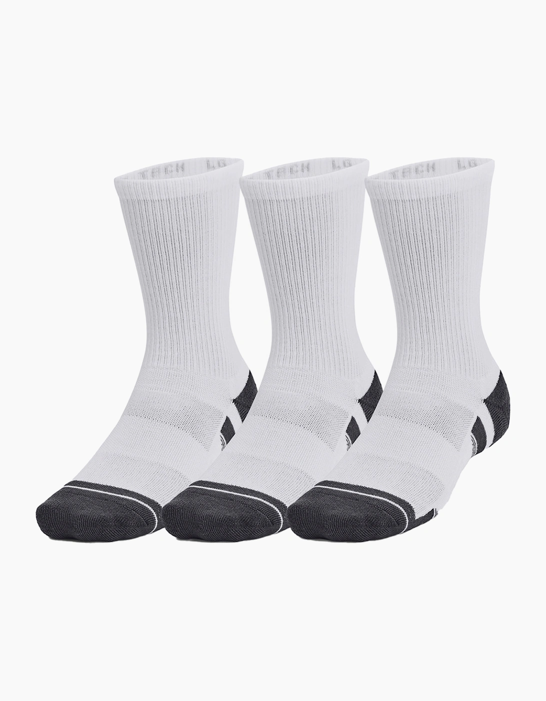 Under Armour Unisex Adult Performance Tech Crew Socks (Pack of 3) - White - Size: 5.5/4/5/4.5/5/5.5/6.5/7/6/7.5