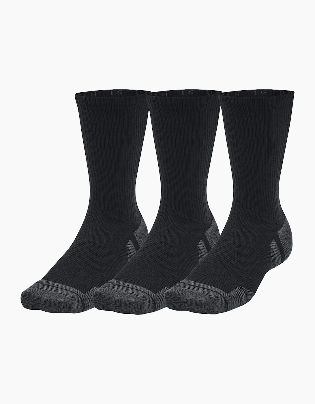Under Armour Unisex Adult Performance Tech Crew Socks (Pack of 3) - Black - Size: 9/8/8.5/9.5/13.5/14/14.5/15/15.5/16/13