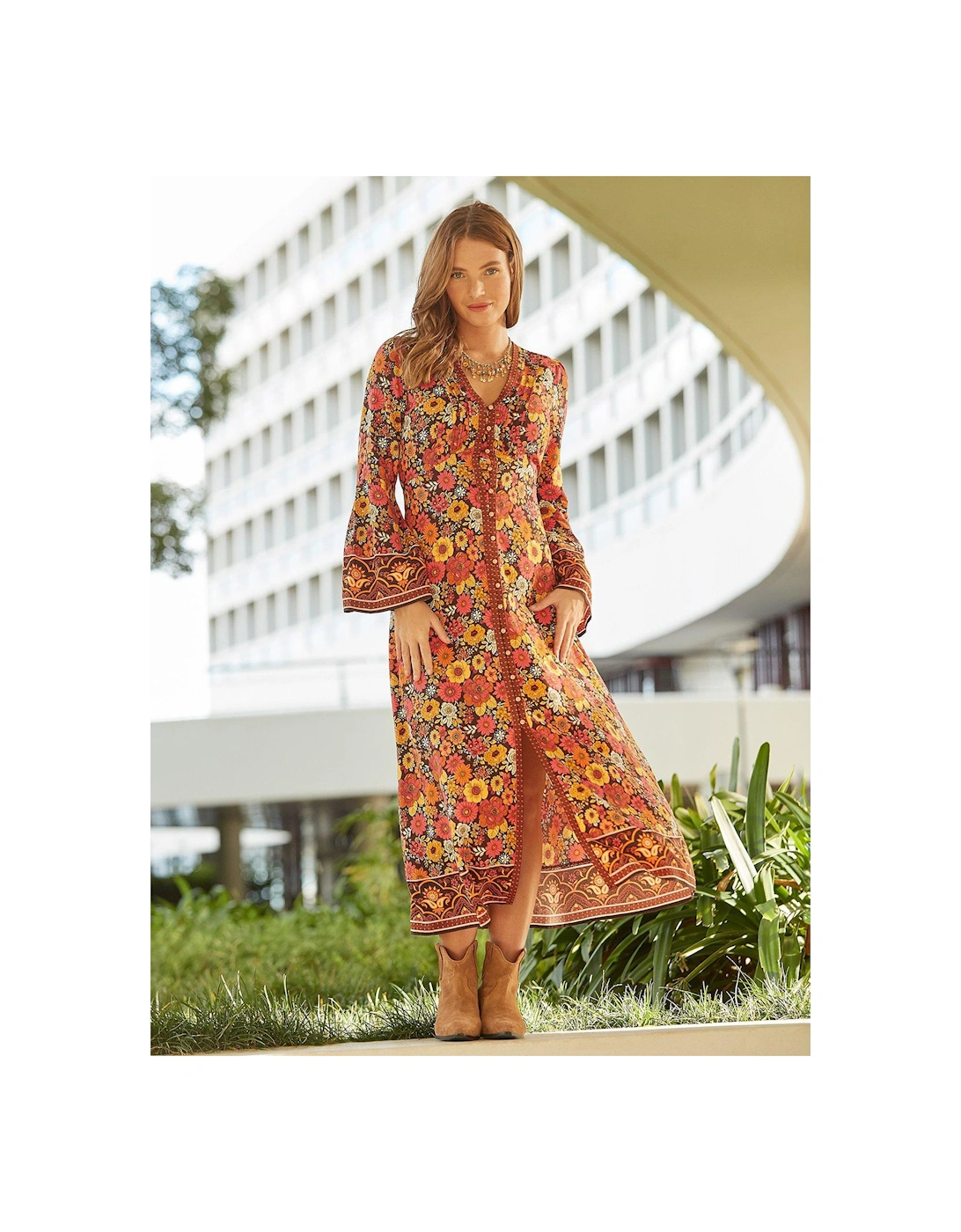 Floral Button Front Maxi Dress - Multi, 2 of 1