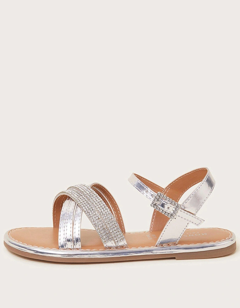 Girls Diamante Sandals - Silver