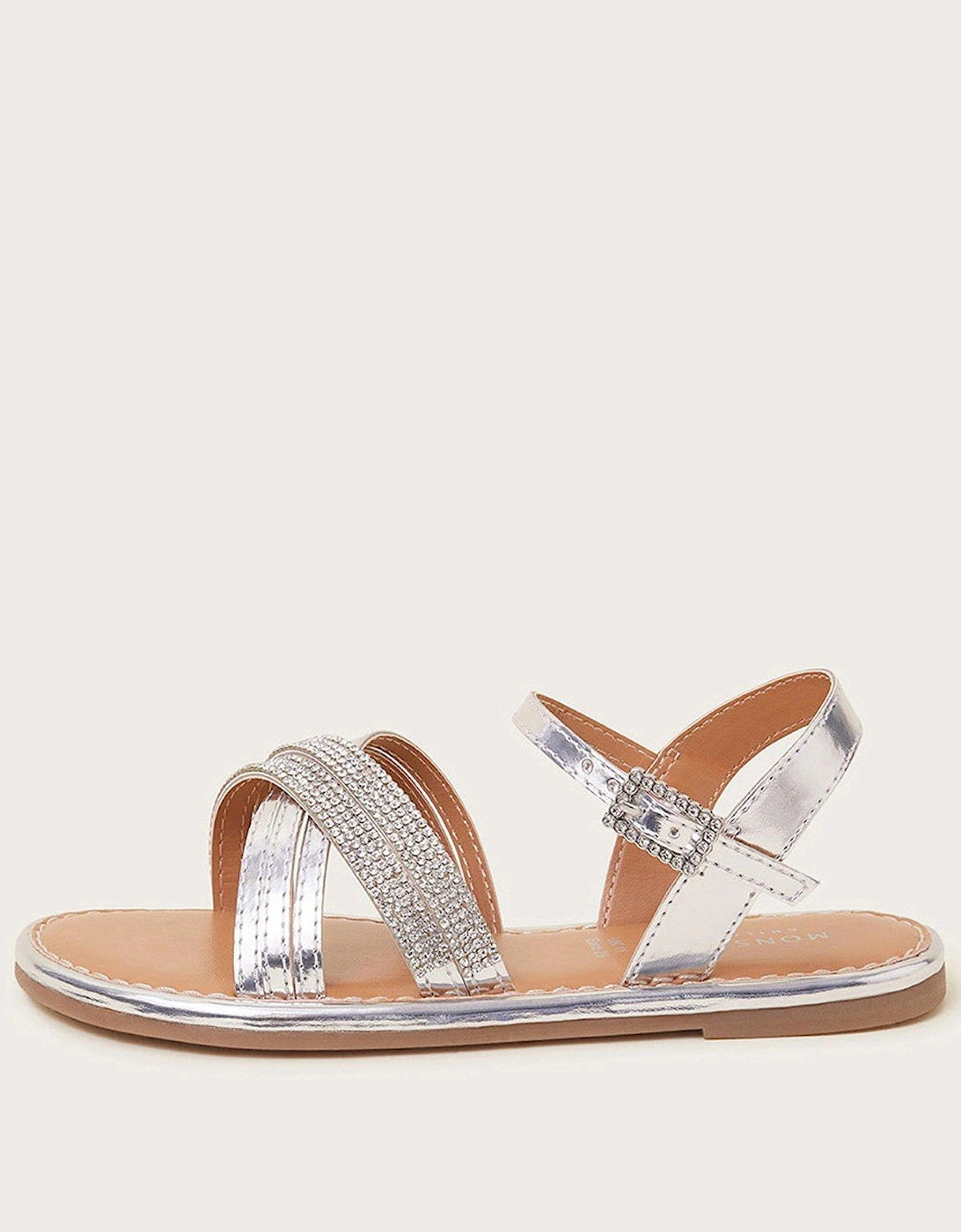 Girls Diamante Sandals - Silver, 2 of 1