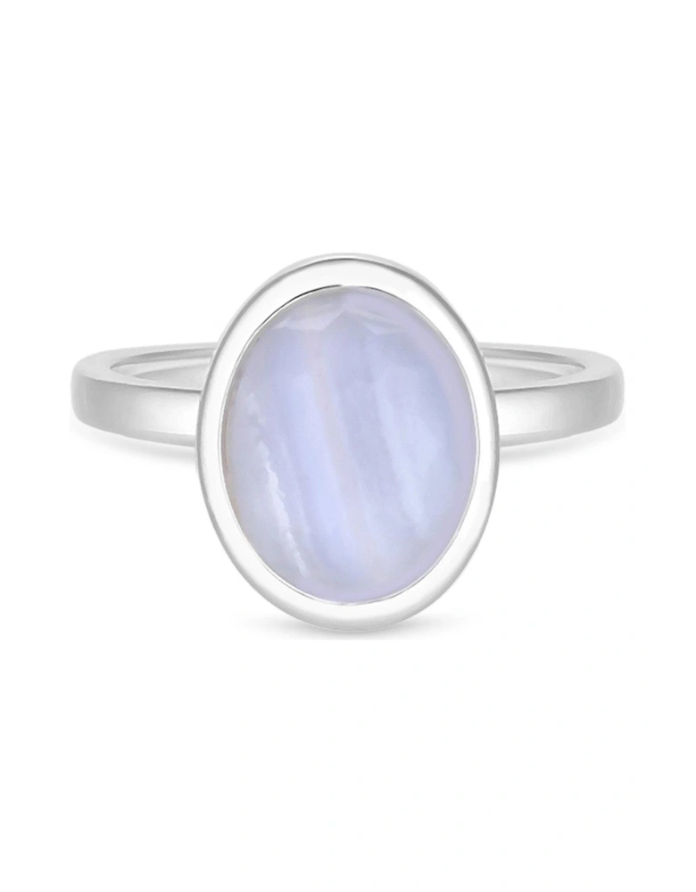 Sterling Silver 925 Blue Agate Ring - S