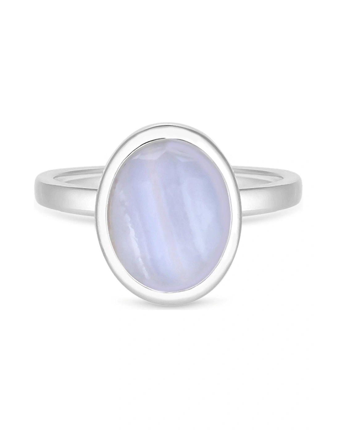 Sterling Silver 925 Blue Agate Ring - S, 2 of 1