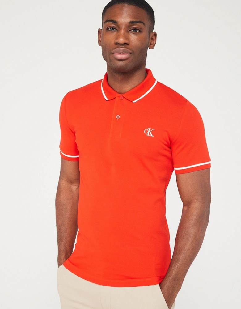 Tipping Slim Polo Shirt - Red