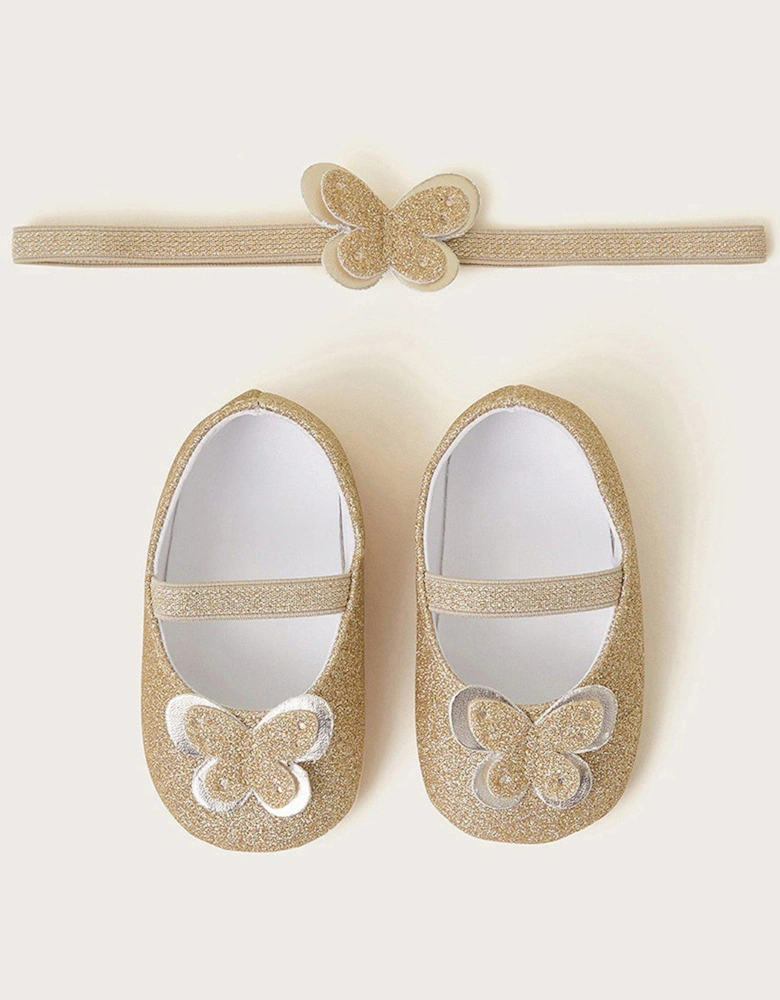 Baby Girls Butterfly Booties - Gold