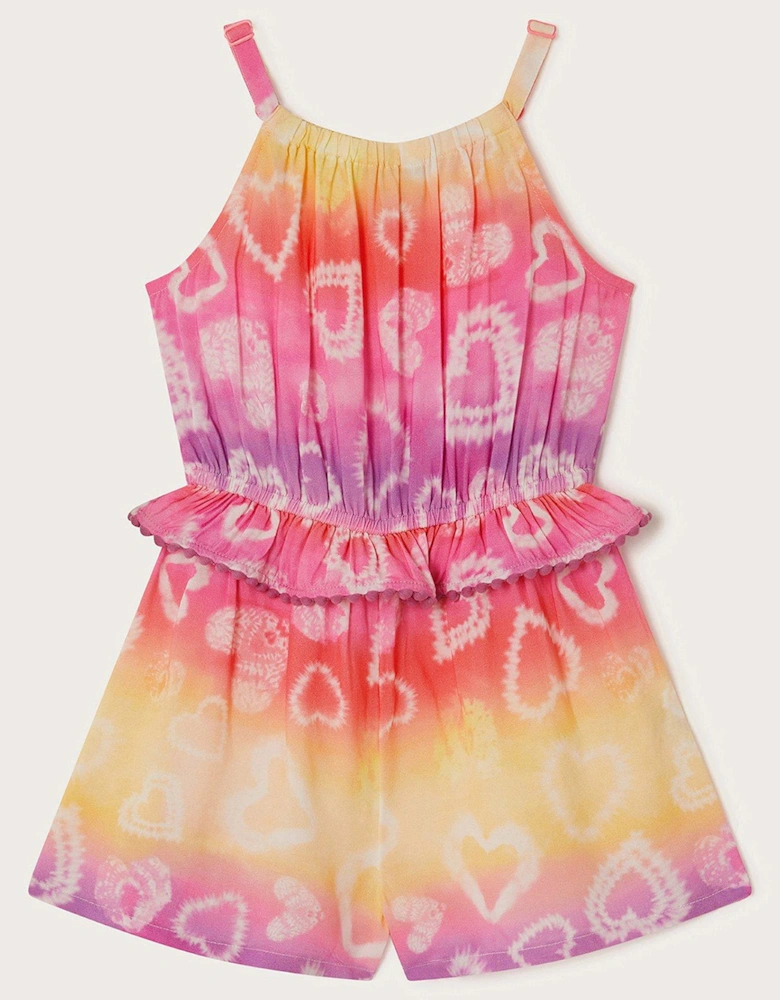 Girls Tie Dye Heart Playsuit - Lilac