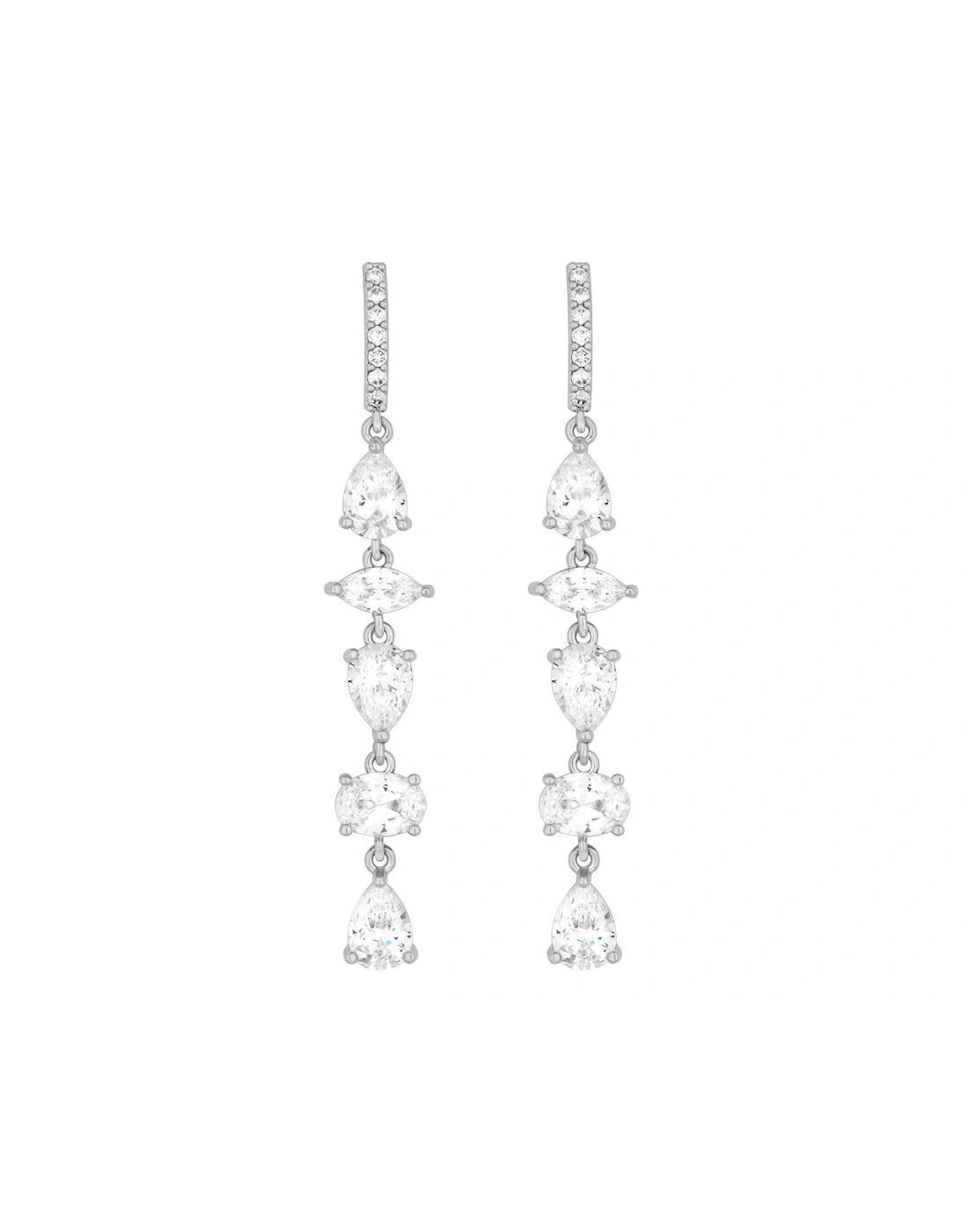RHODIUM PLATE CUBIC ZIRCONIA MIXED STONE DROP EARRING, 2 of 1