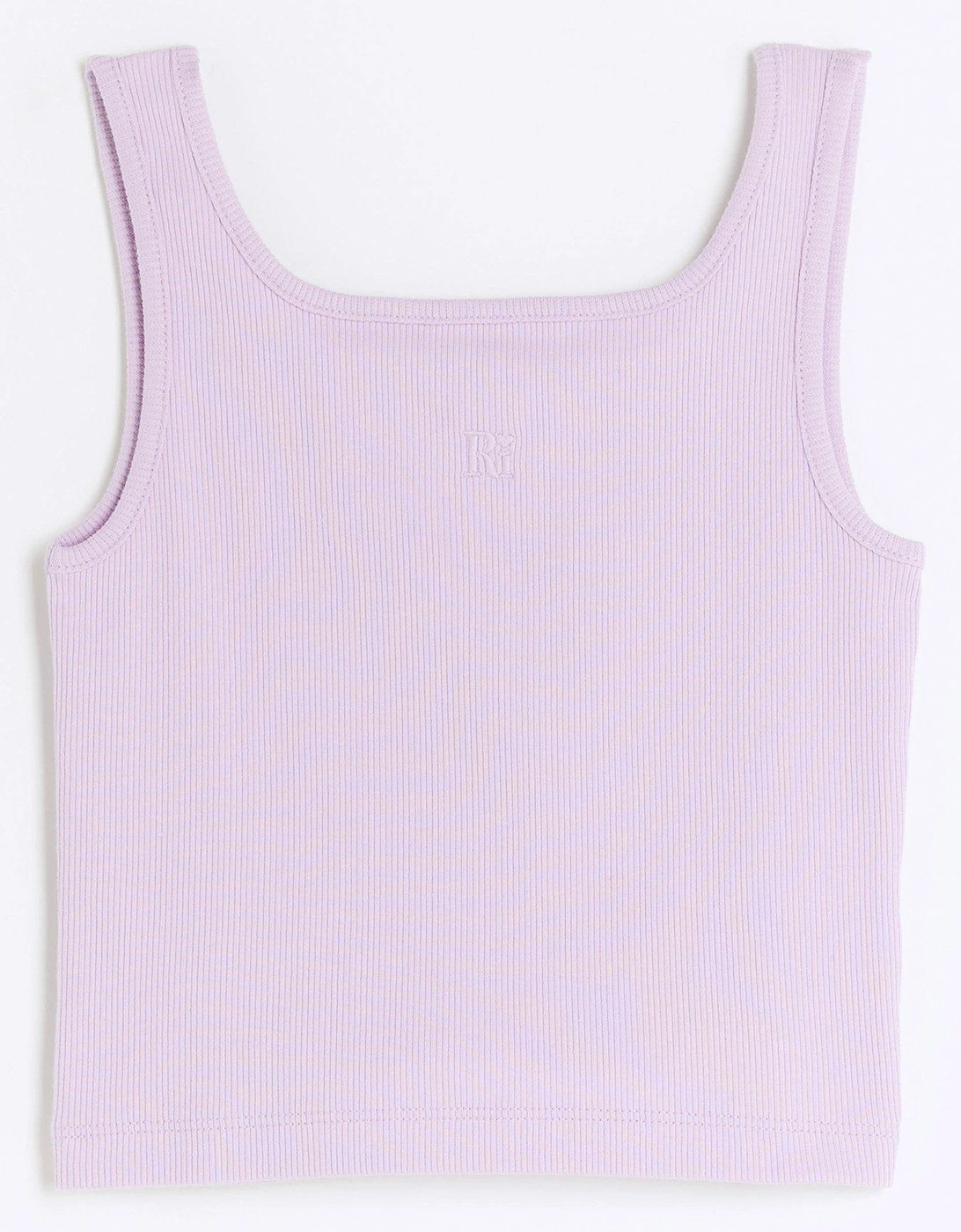 Girls Rib Embroidered Logo Crop Vest - Purple, 2 of 1