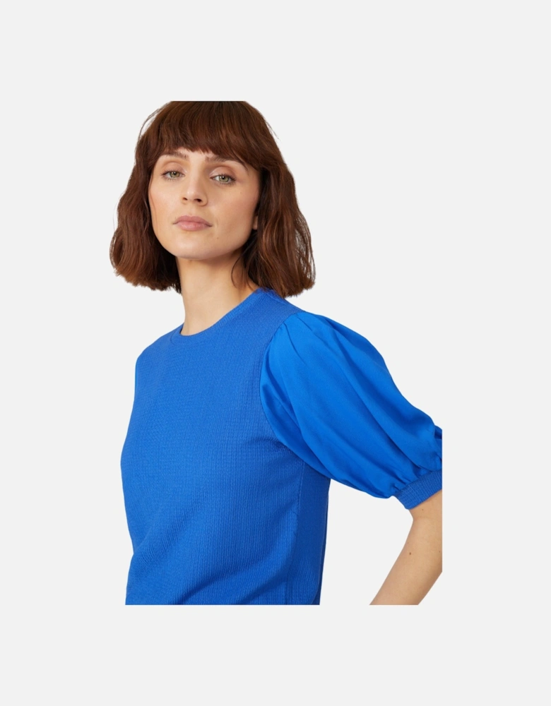 Womens/Ladies Textured Woven Short-Sleeved T-Shirt