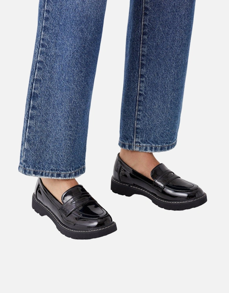 Womens/Ladies Lucy Patent PU Slip-on Loafers