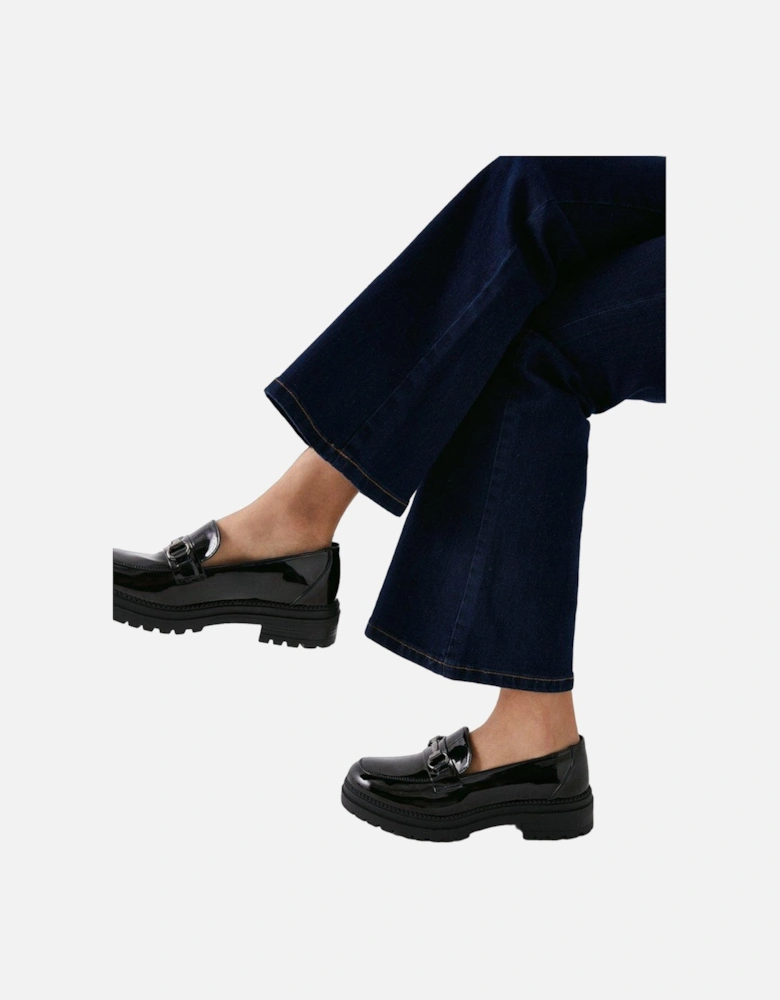 Womens/Ladies Liza Patent PU Chunky Heel Loafers