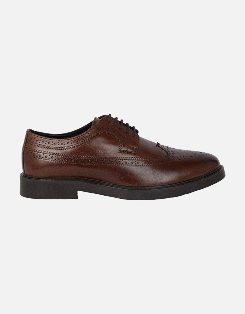 Mens Leather Brogue Detailing Derby Shoes