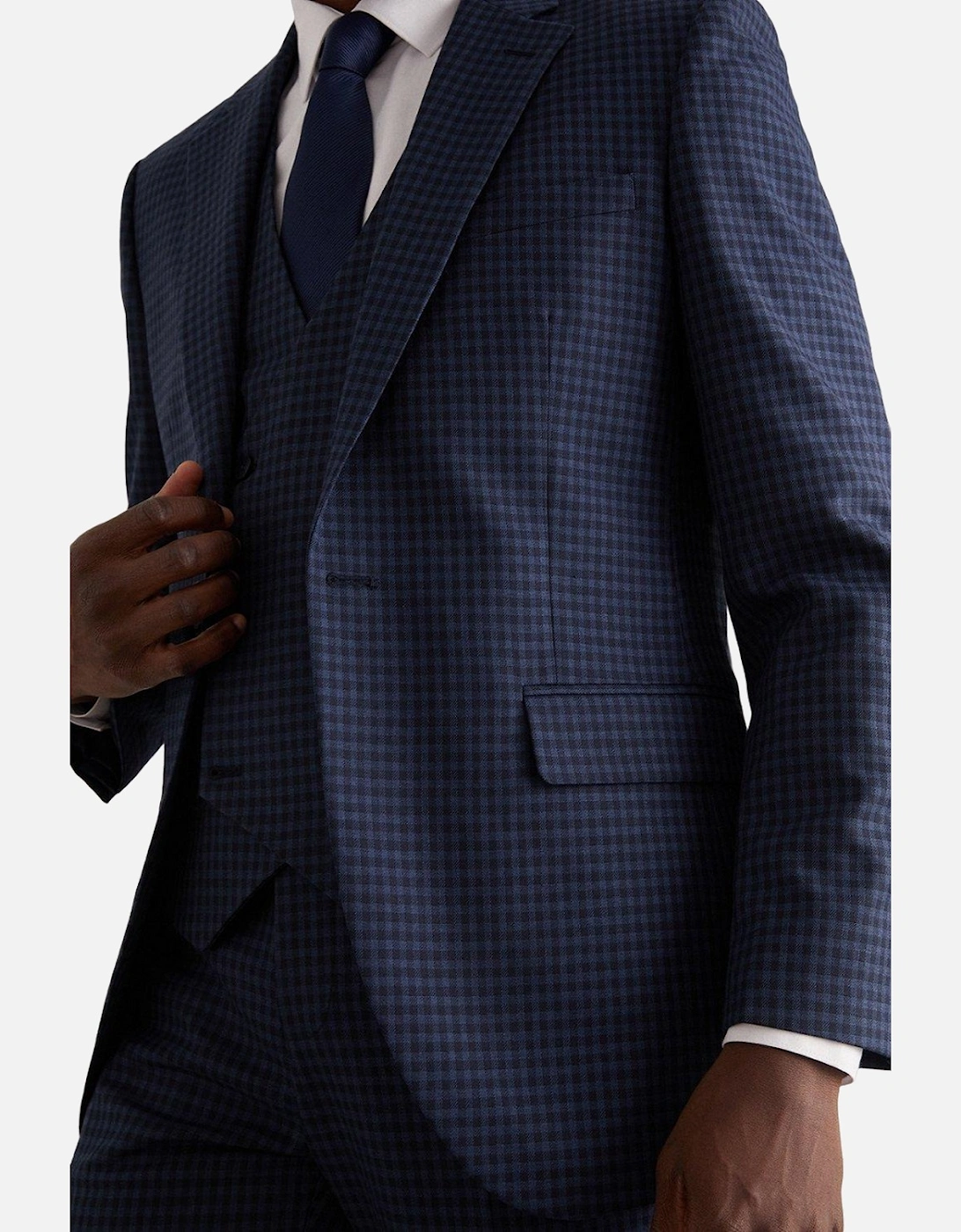 Mens Small Scale Check Tailored Suit Jacket