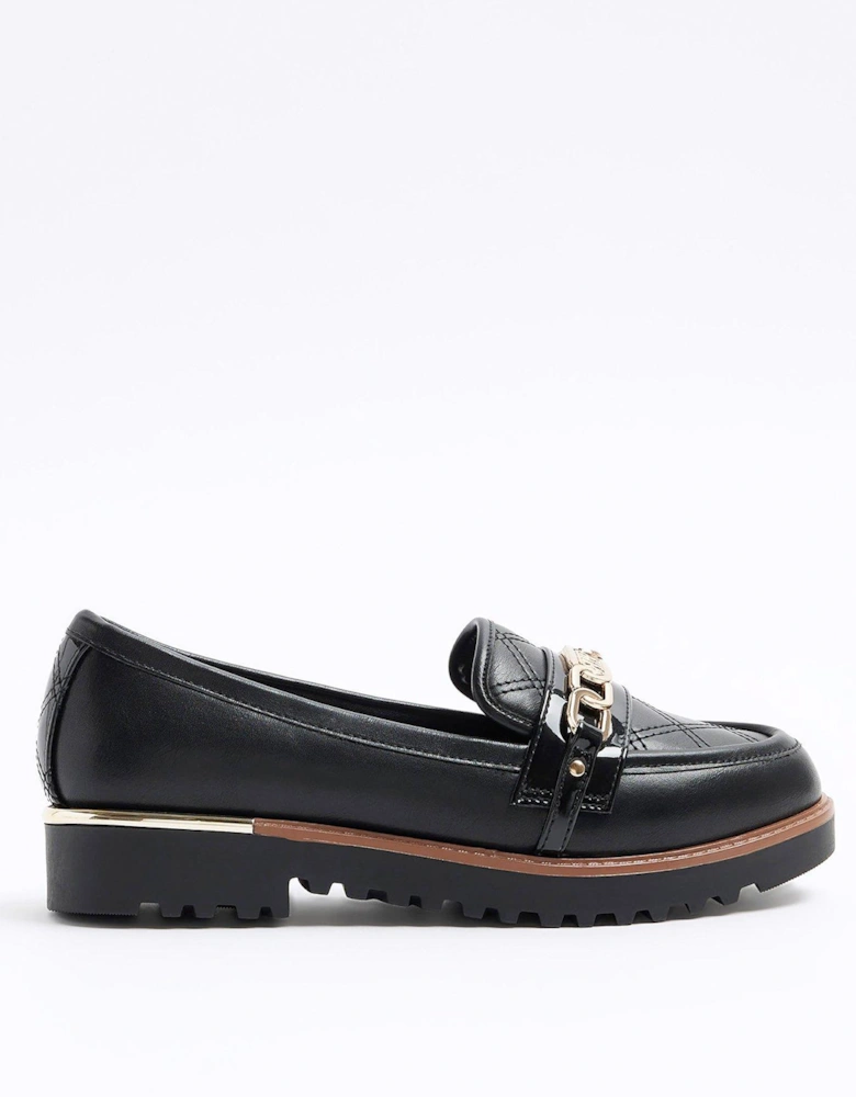 Quilted Chain Loafer - Black