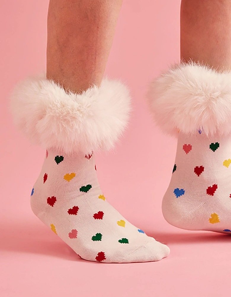 White Love Heart Socks