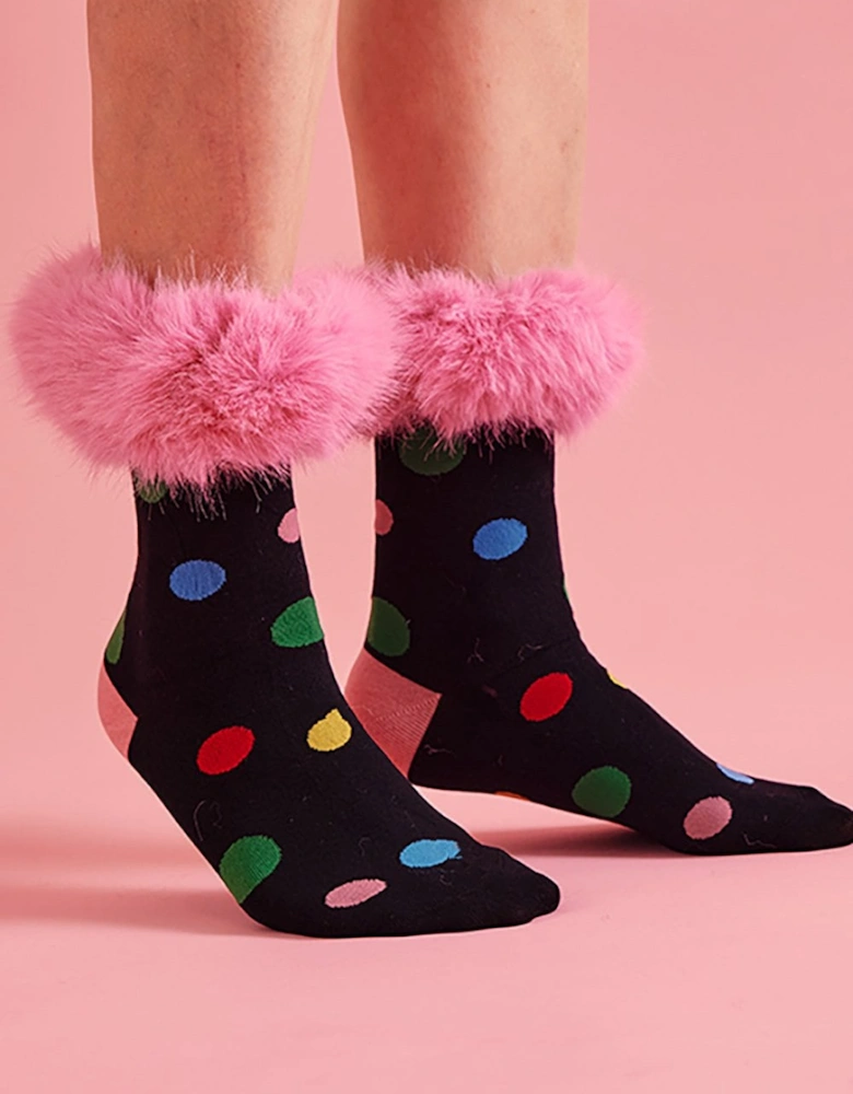 Black and Pink Love Heart Socks