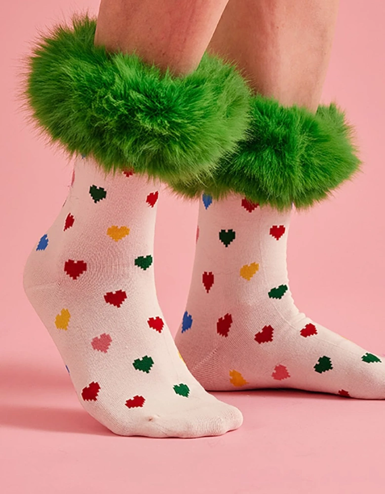 Green Love Heart Socks