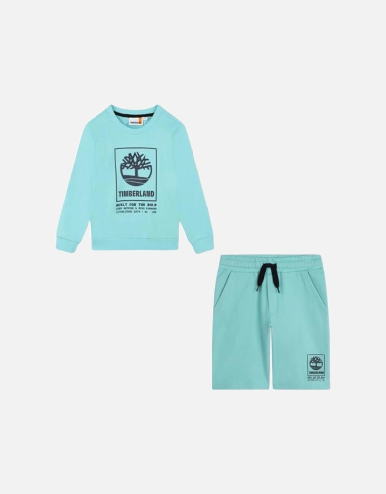 Aqua Sweatshirt & Shorts Set