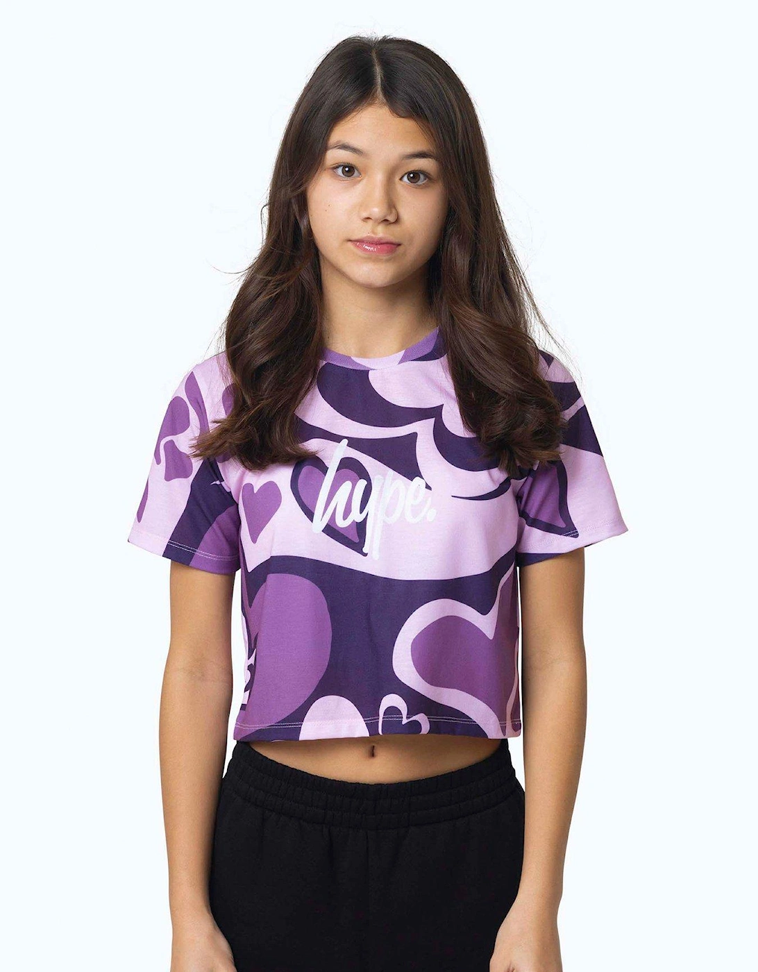 Kids Pink Swirl Heart Cropped T-shirt, 2 of 1