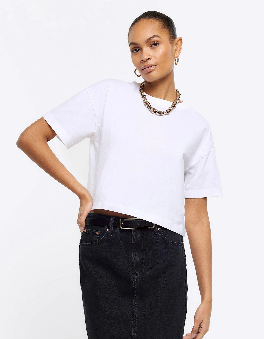 Boxy Chopped Tee - White, 2 of 1