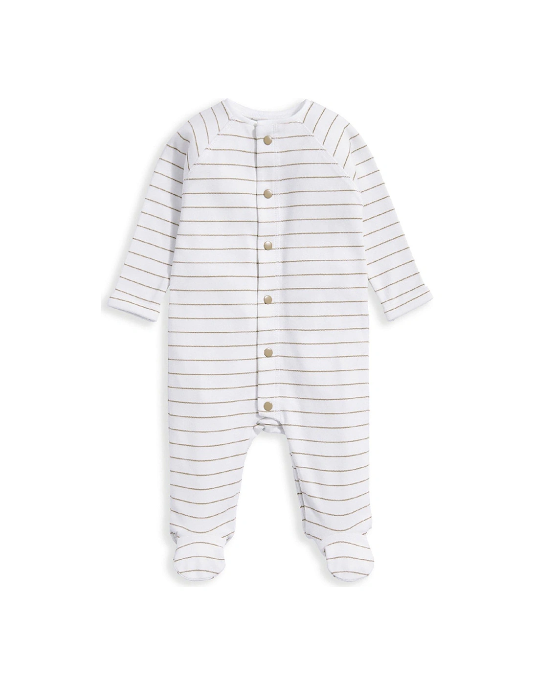Baby Boys Stripe Popper Detail Sleepsuit - Brown, 2 of 1