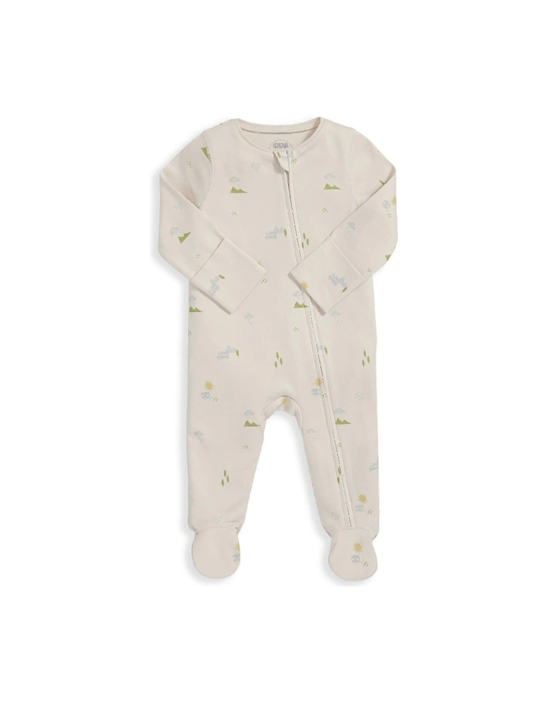 Baby Boys Adventure Print Zip Sleepsuit - Cream