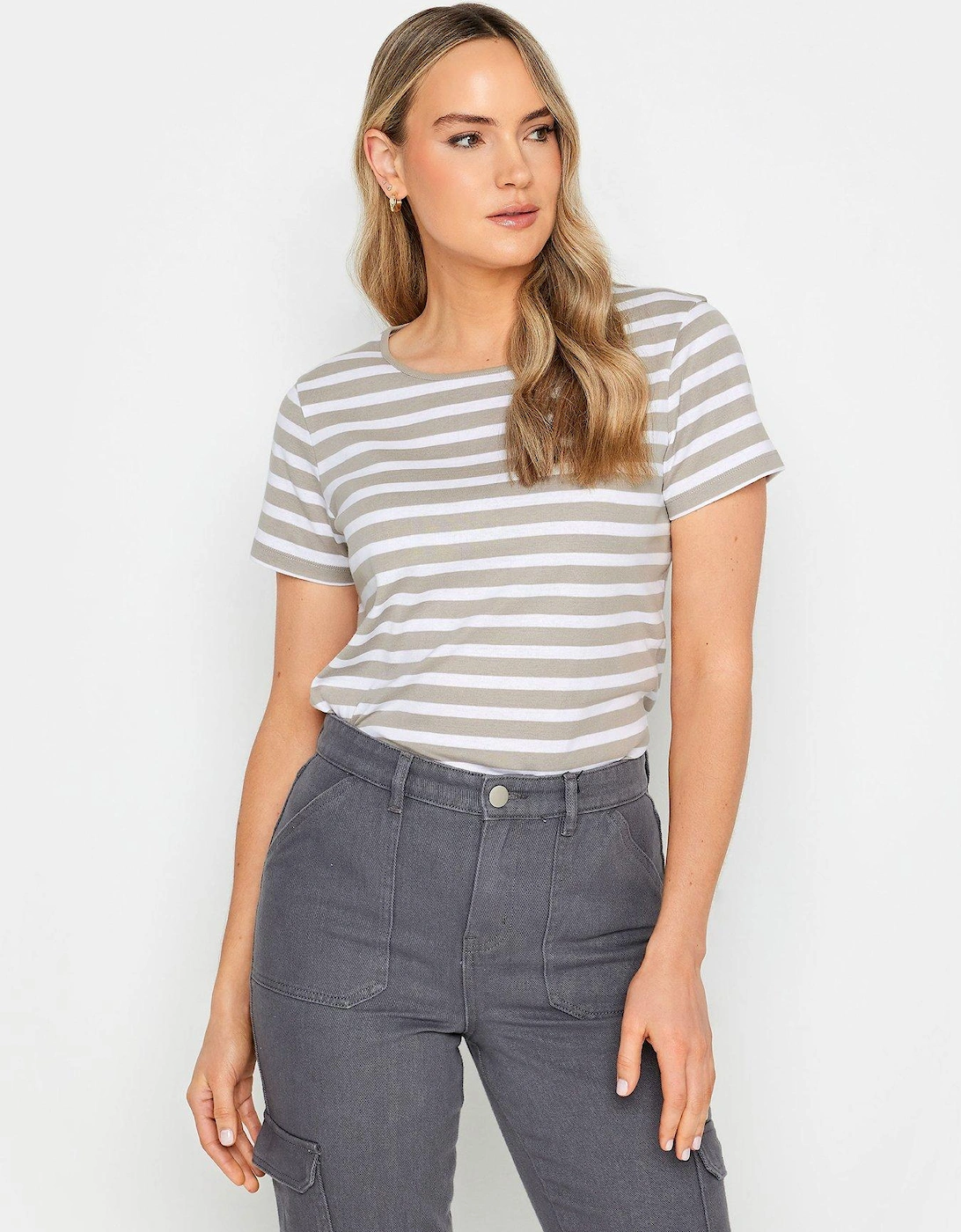 Tall Natural Stripe Short Sleeve Crew Neck Tee, 2 of 1
