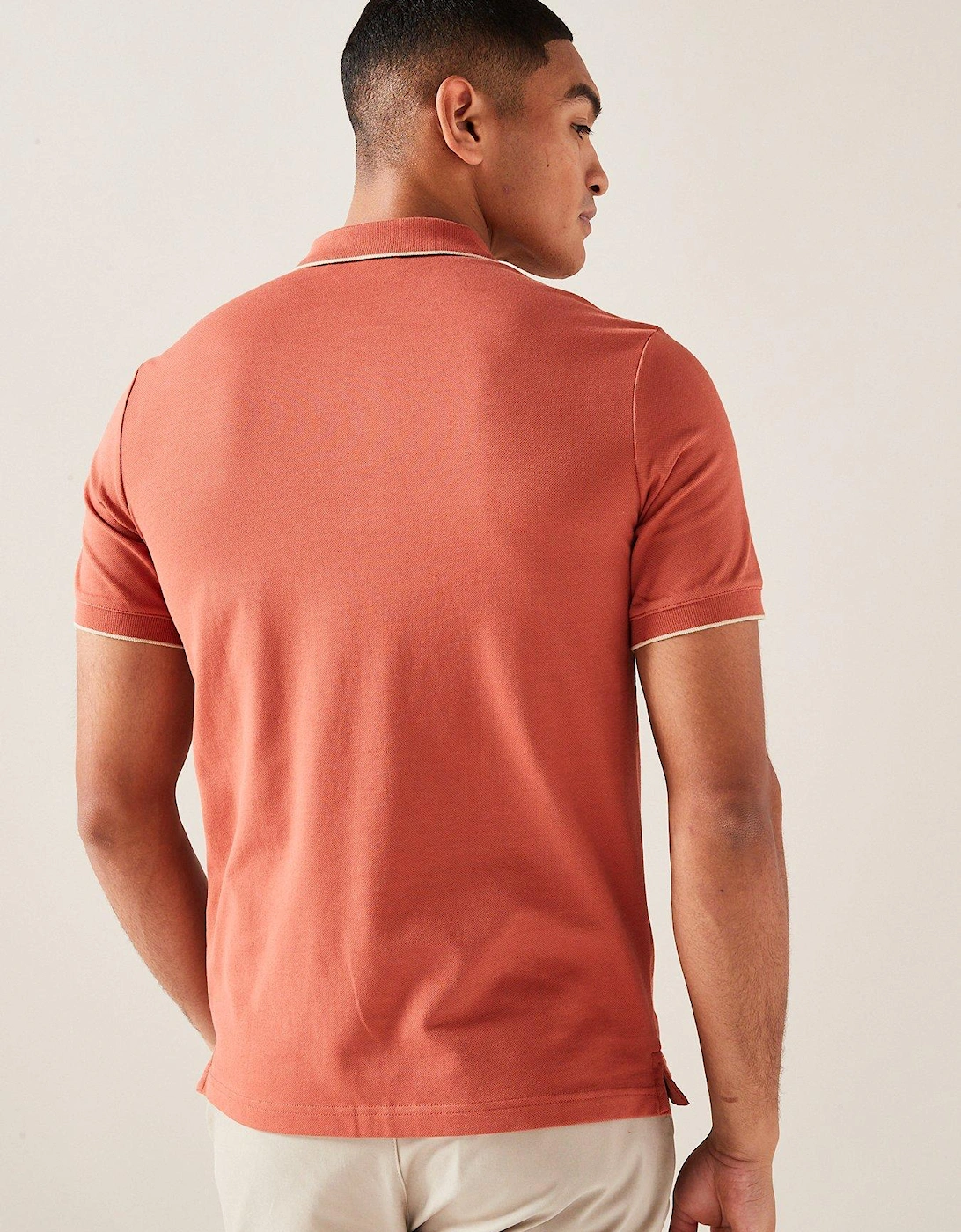 Stretch Pique Tipping Polo Shirt - Dark Orange
