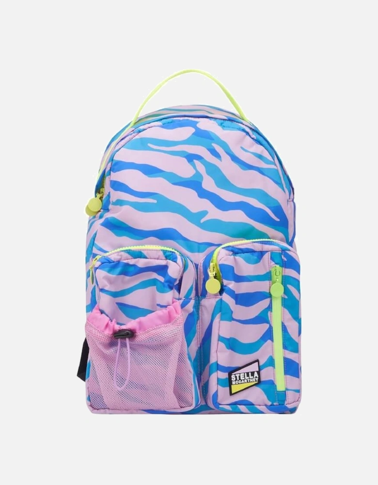 Girls Blue & Pink Zebra Print Backpack
