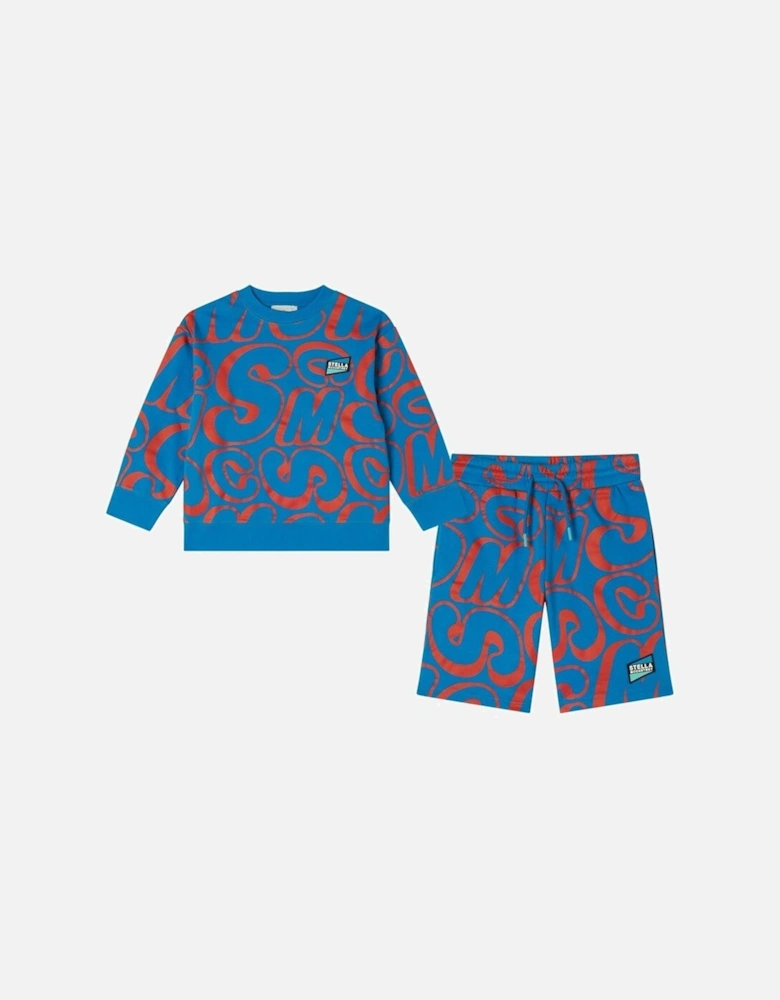 Boys Blue All Over Print Short Set