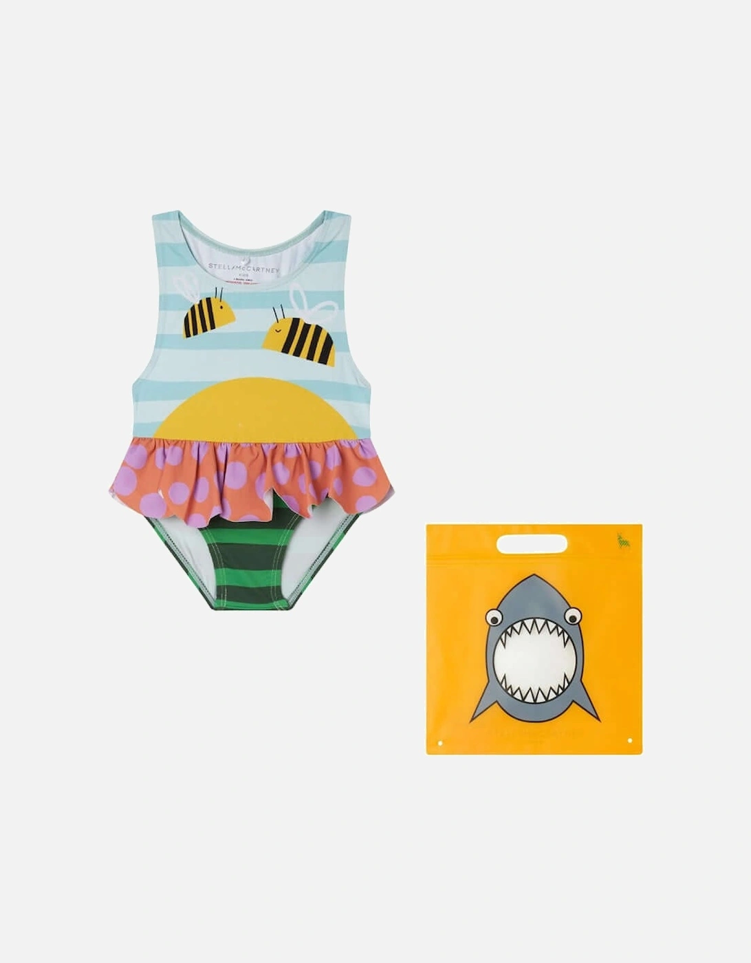 Baby Girls Bee Print Swimsuit, 2 of 1