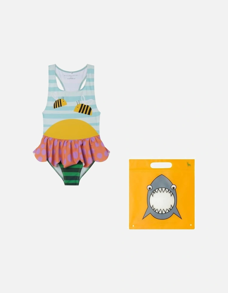 Girls Bee Print Swimsuit