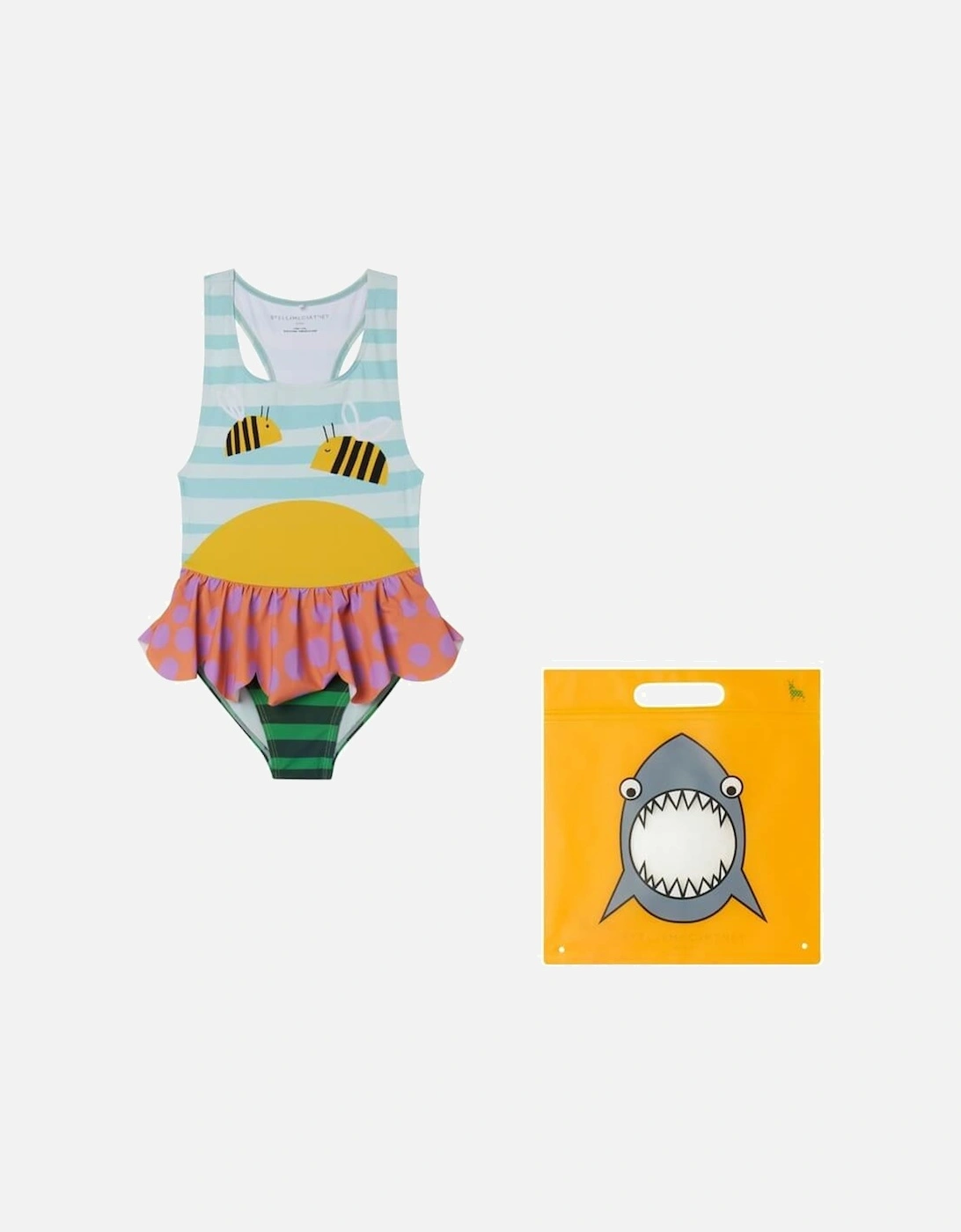 Girls Bee Print Swimsuit, 2 of 1