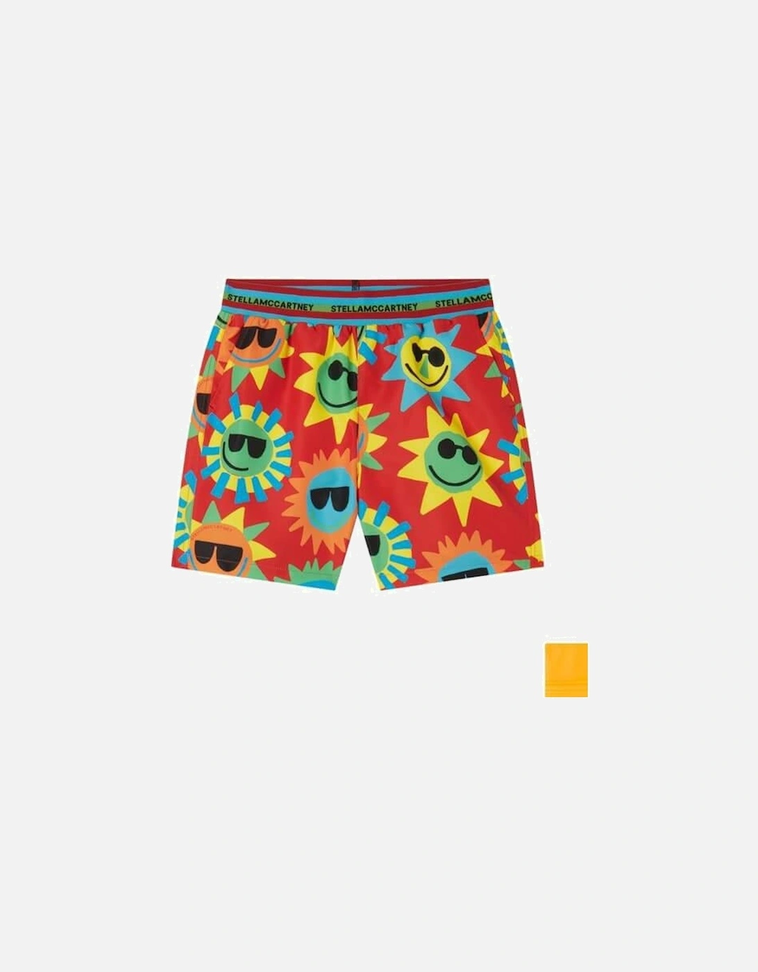 Boys Red Sun Print Swim Shorts, 2 of 1