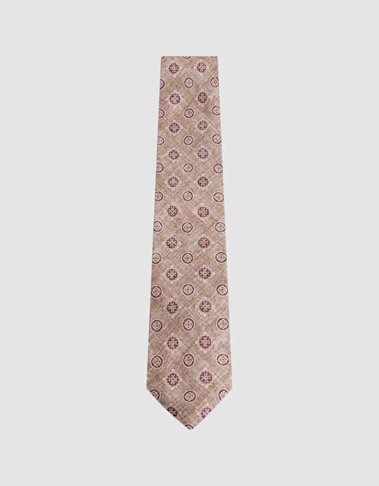 Silk Medallion Print Tie