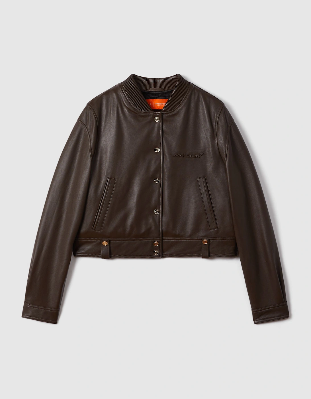 McLaren F1 Cropped Leather Bomber Jacket, 2 of 1