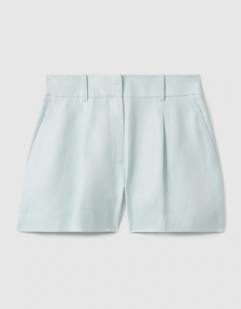 Viscose-Linen Front Pleat Suit Shorts