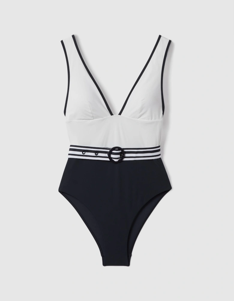 Colourblock Belted Swimsuit